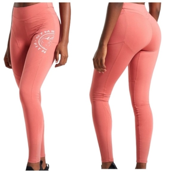 Gymshark Leggings Legacy Fitness Moroccan Brick Side Pockets Compression Small - Picture 1 of 15